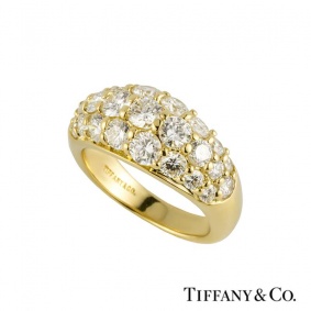 Tiffany & Co 18k Yellow Gold Diamond Set Bombe Ring 2.20ct